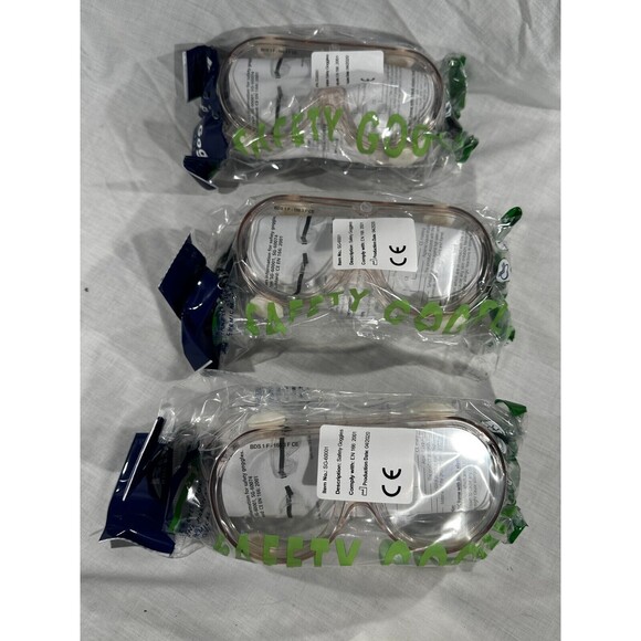 LOT OF 3 PAIRS Safety Googles - Over Glasses - Adjustable Elastic- CE EN166- NEW - Picture 13 of 13